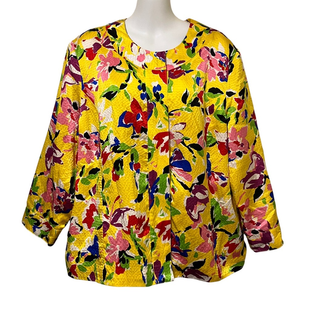 Silk Club Collection Colorful Floral Yellow Silk Jacket